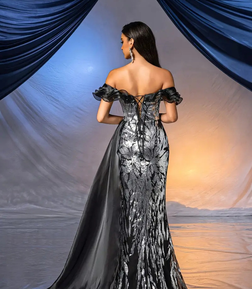 Abito lusso nero e argento